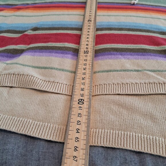 Chaps Colorful Stripe Lace Up V Neck Long Sleeve Sweater Women's - Picture 7 of 7